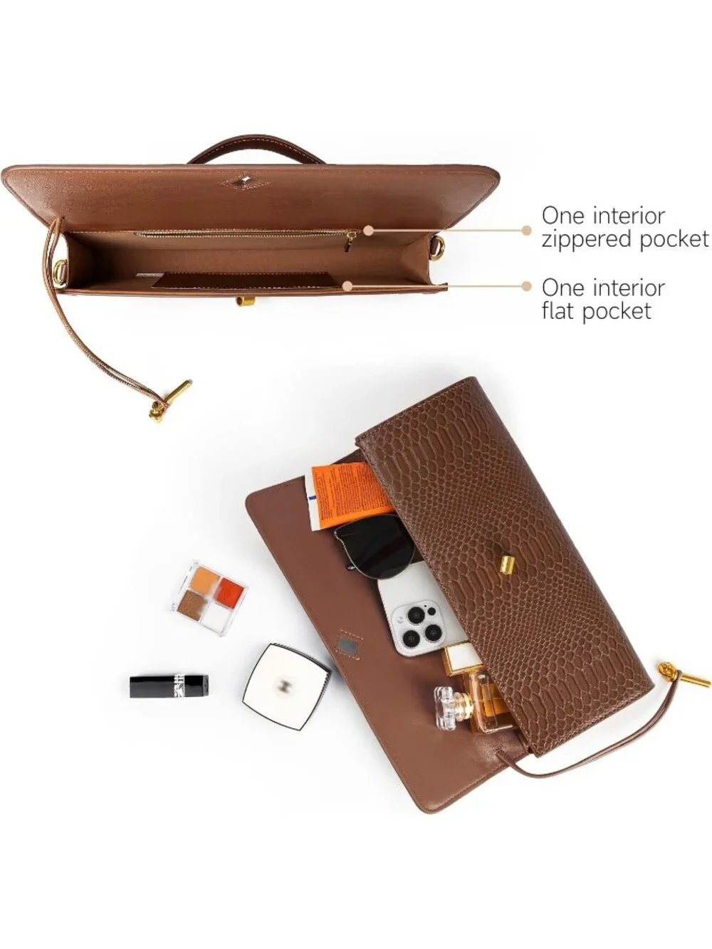 Women Syrup Brown Leather Suede Woven Clutch Purse For Evening Crossbody Bag